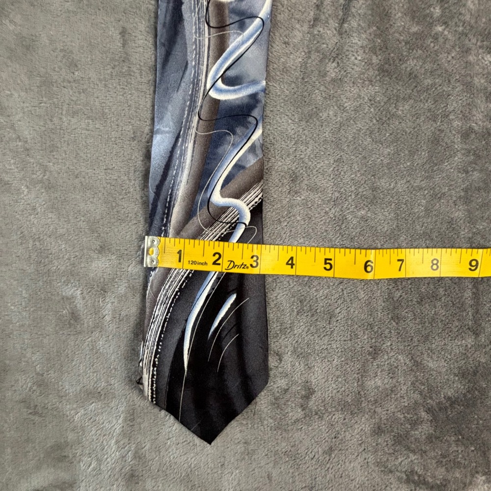 Jerry Garcia Wetlands Collection 63 Silk Necktie Abstract Blue Black Grey Tie - Picture 4 of 8